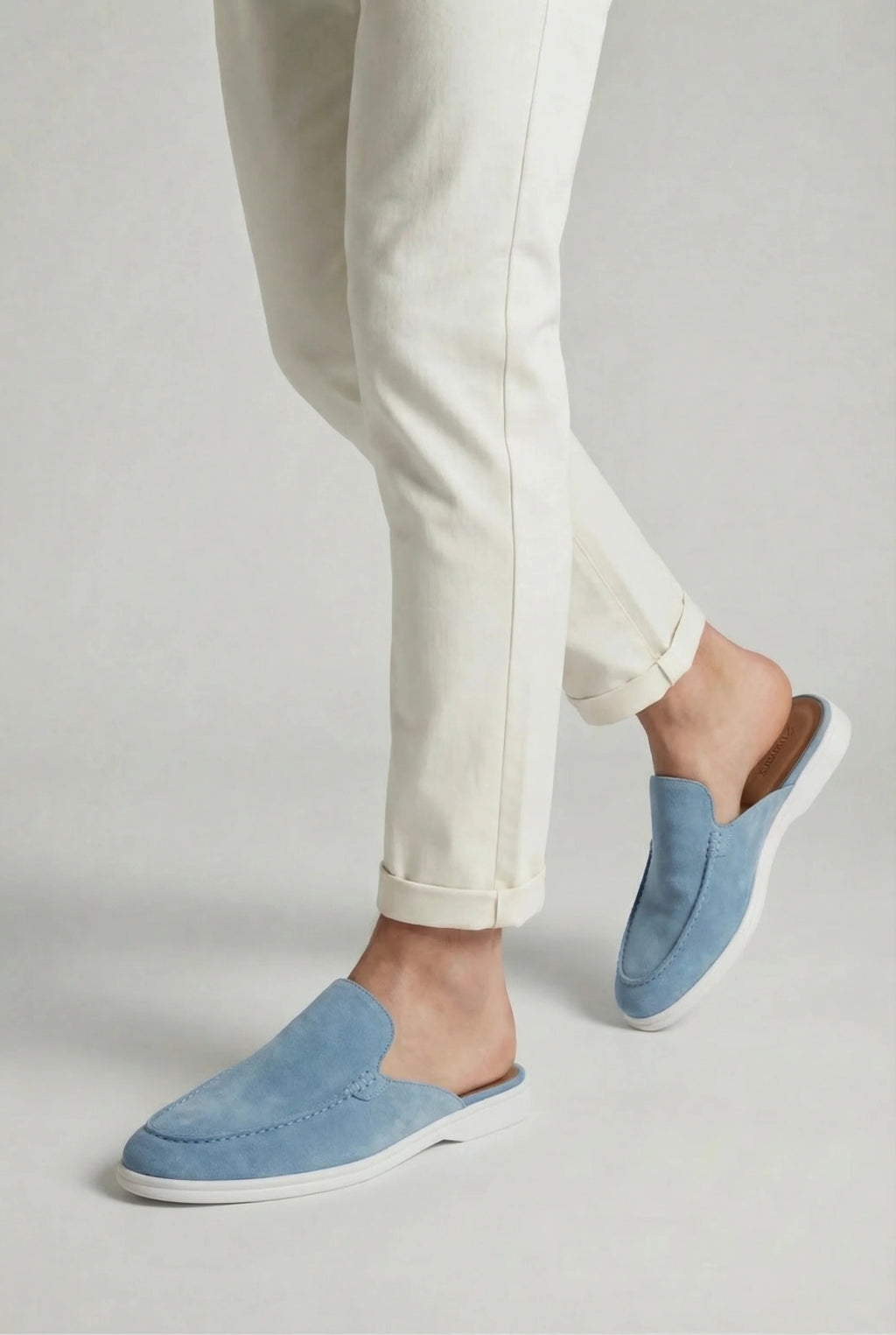 Yacht suede mule Brown Light Blue