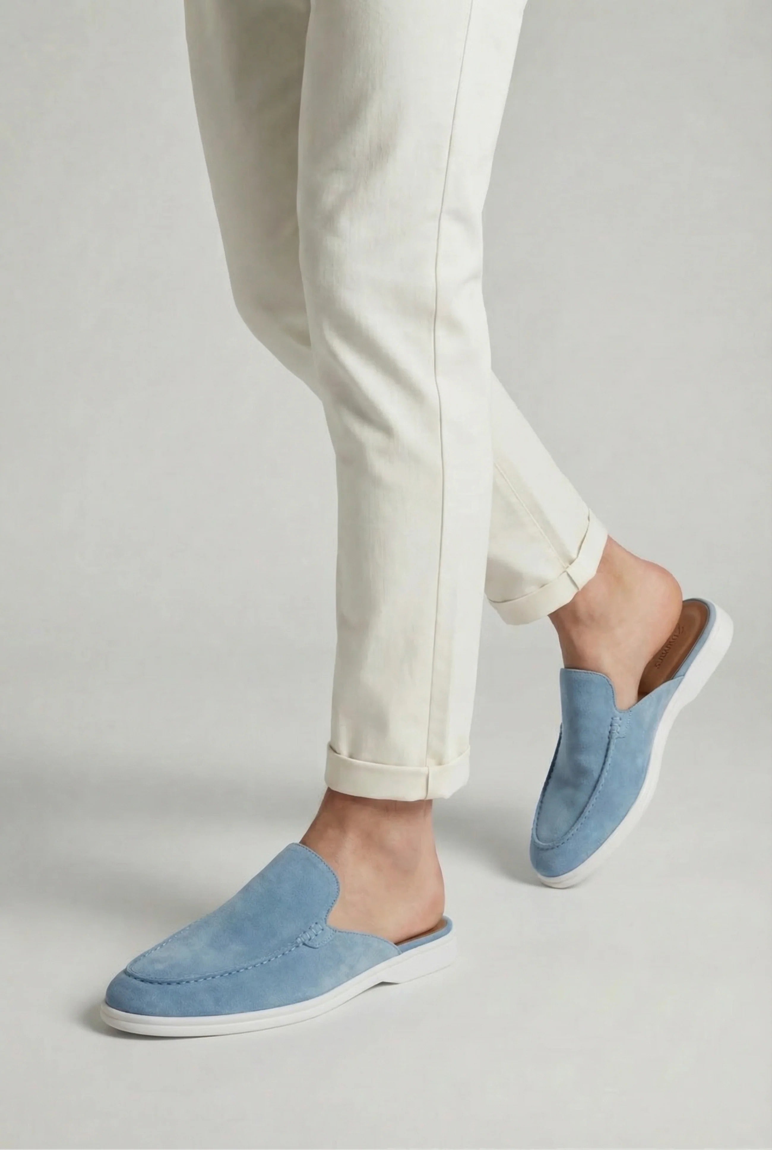 Yacht suede mule Brown Light Blue